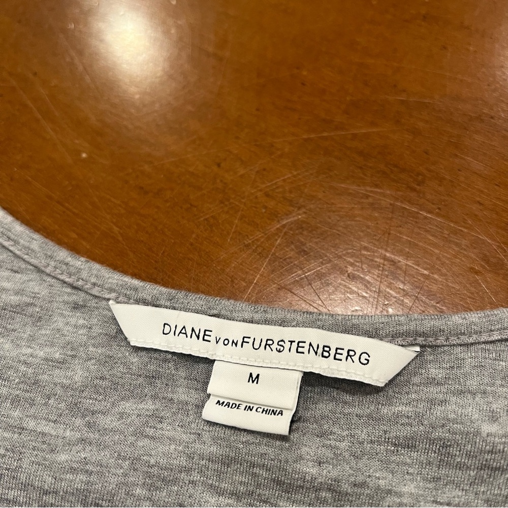 DVF Diane Von Furtenberg Angelina Ruched Jersey Dress Gray Medium Draped Mini - Picture 9 of 16